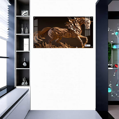 Artistic Wooden Style Horse Acrylic Wall Art