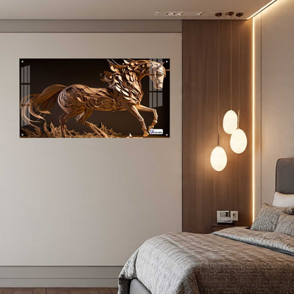 Artistic Wooden Style Horse Acrylic Wall Art