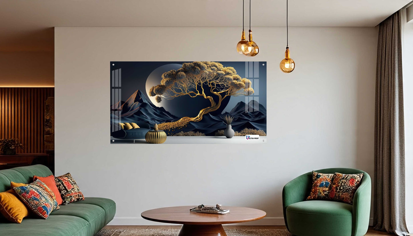 Luxury Golden Tree Landscape Acrylic Wall Art