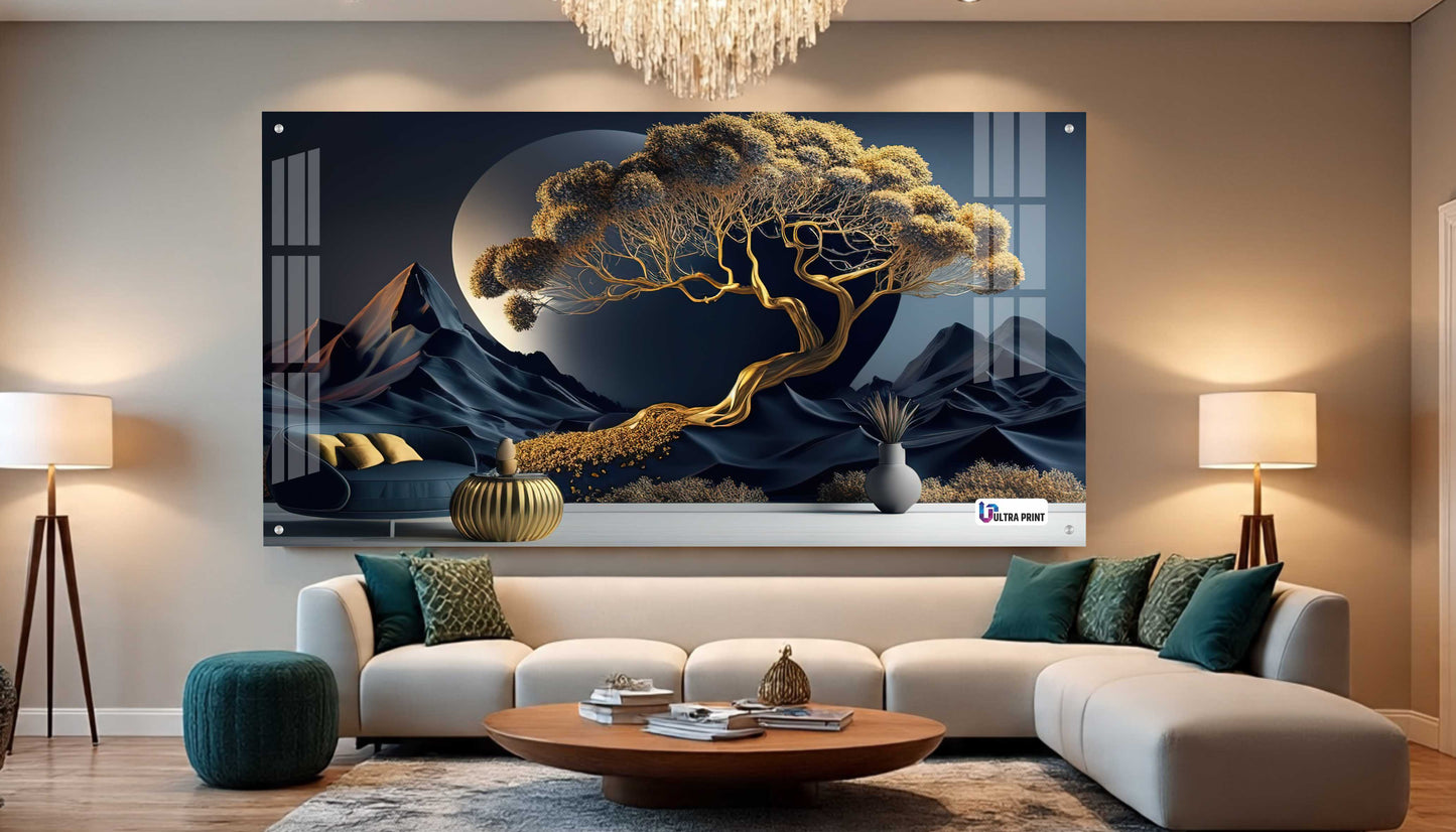Luxury Golden Tree Landscape Acrylic Wall Art