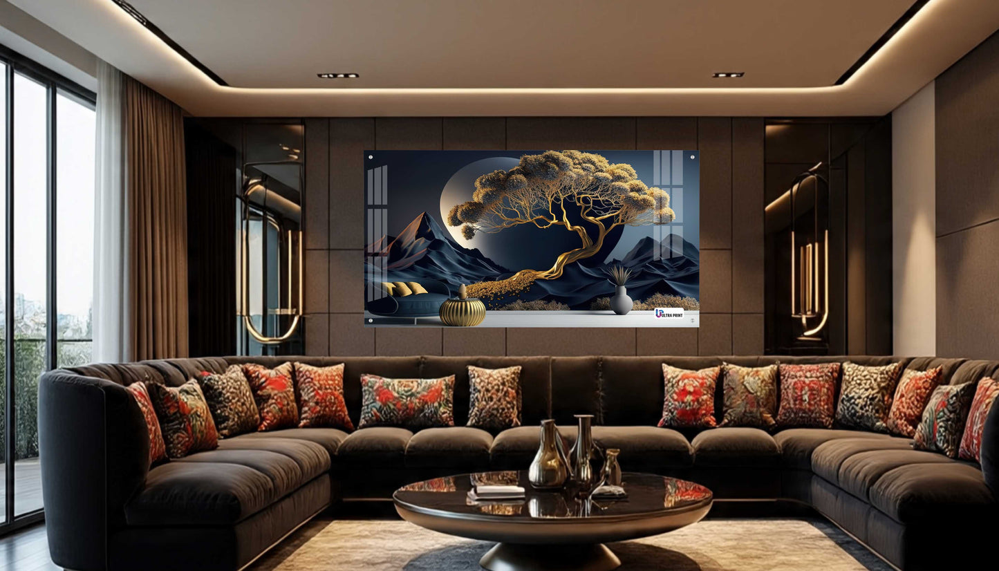 Luxury Golden Tree Landscape Acrylic Wall Art