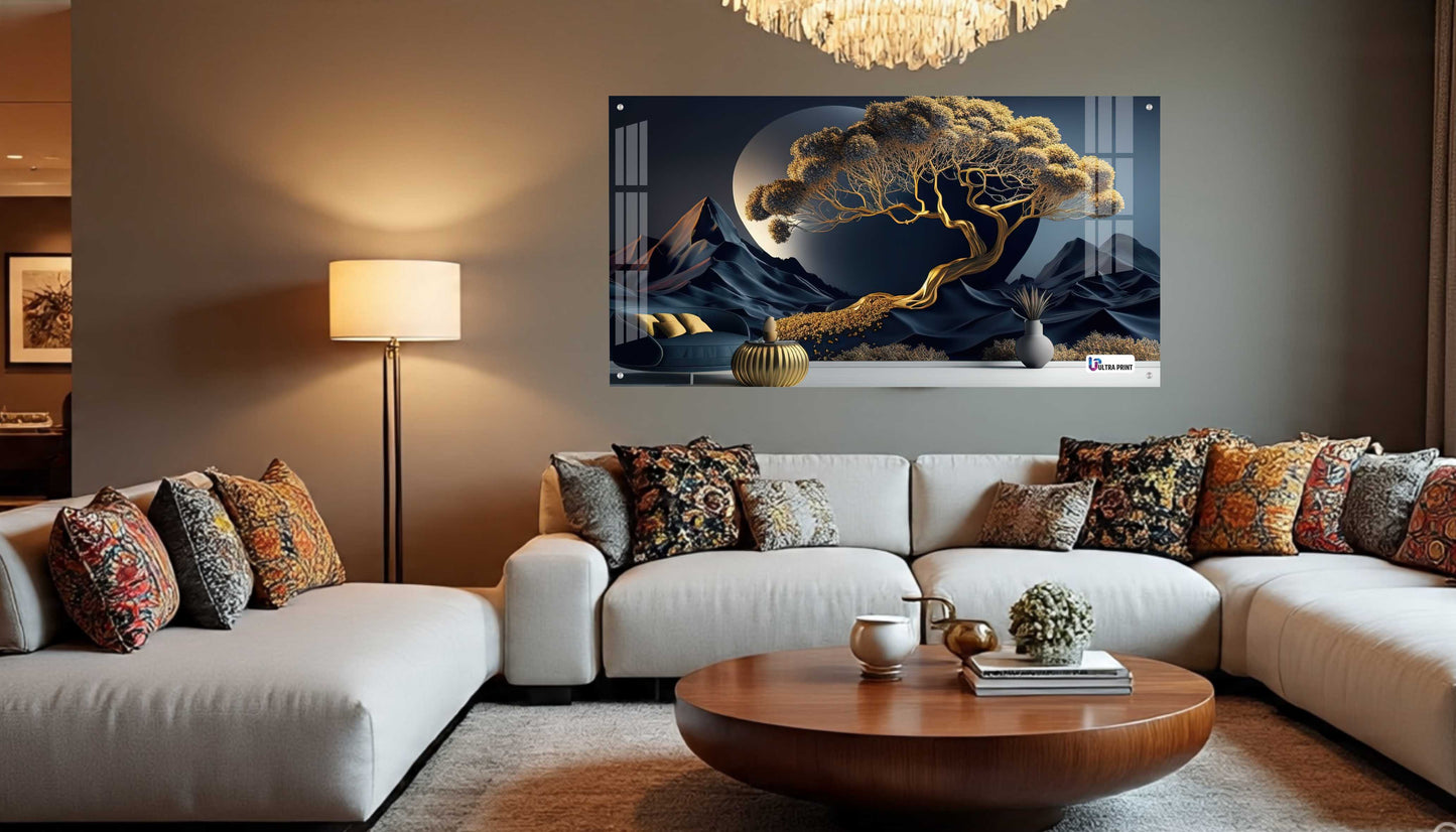 Luxury Golden Tree Landscape Acrylic Wall Art