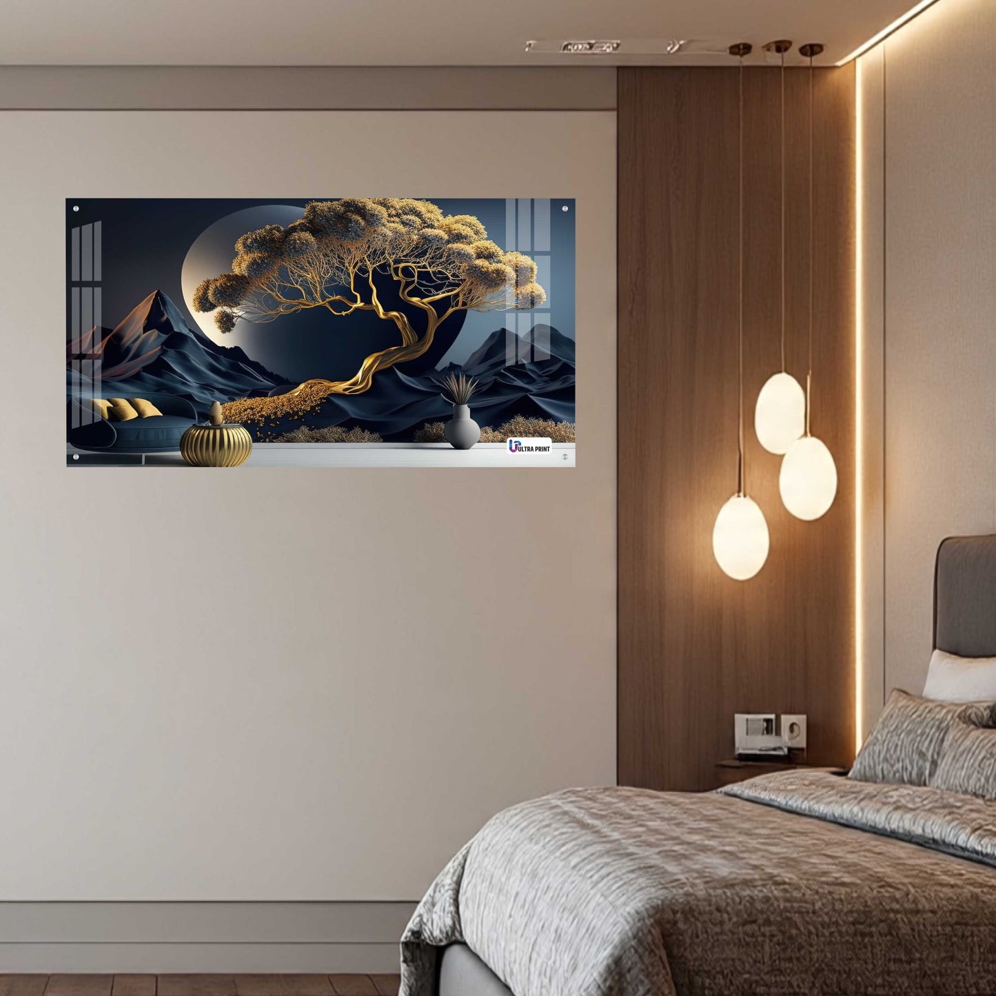 Luxury Golden Tree Landscape Acrylic Wall Art