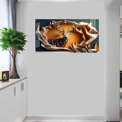 Modern Geometric Deer Portrait Acrylic Wall Art