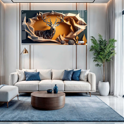 Modern Geometric Deer Portrait Acrylic Wall Art