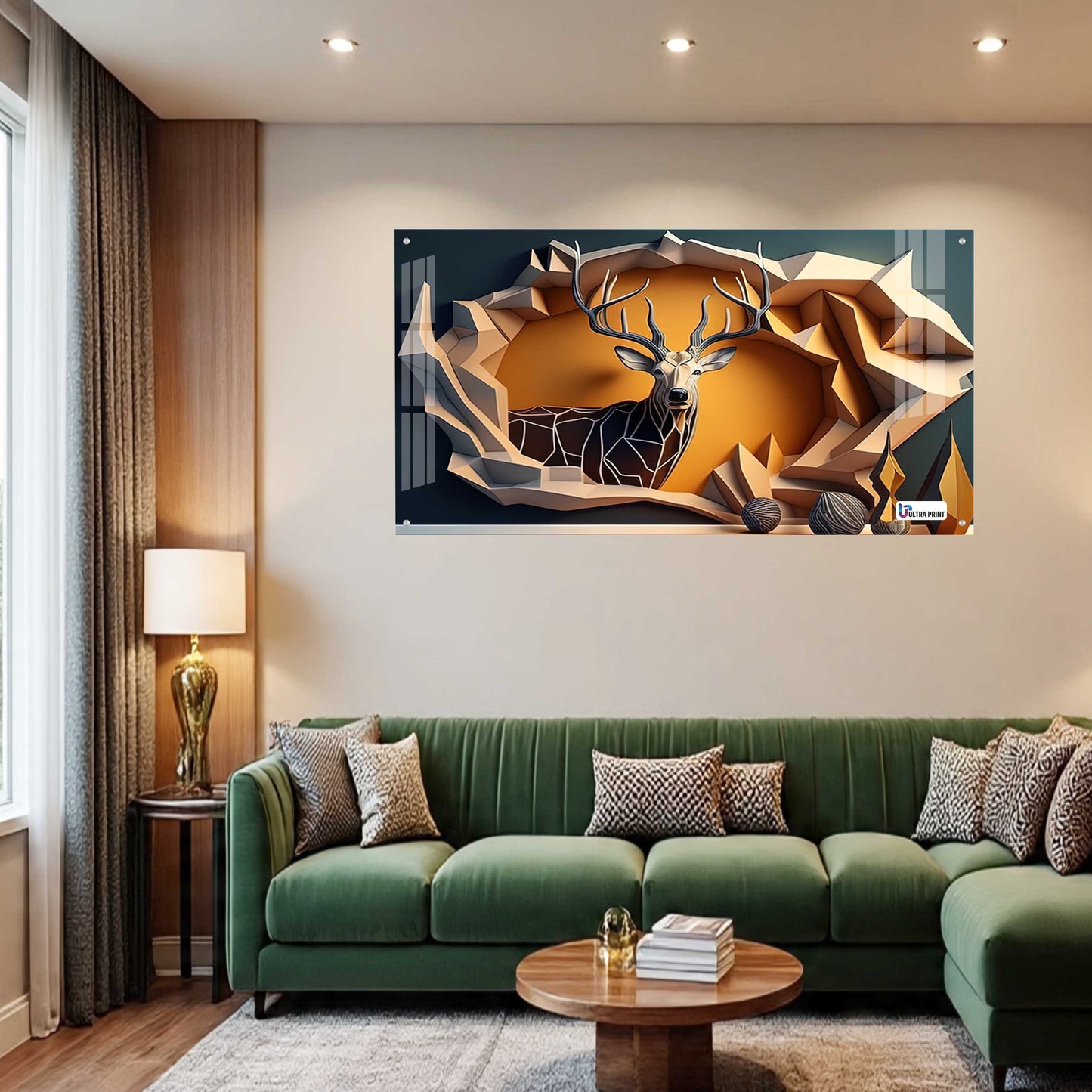 Modern Geometric Deer Portrait Acrylic Wall Art