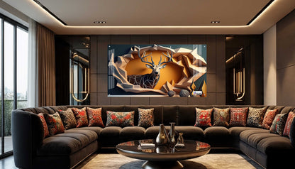 Modern Geometric Deer Portrait Acrylic Wall Art