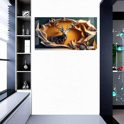 Modern Geometric Deer Portrait Acrylic Wall Art