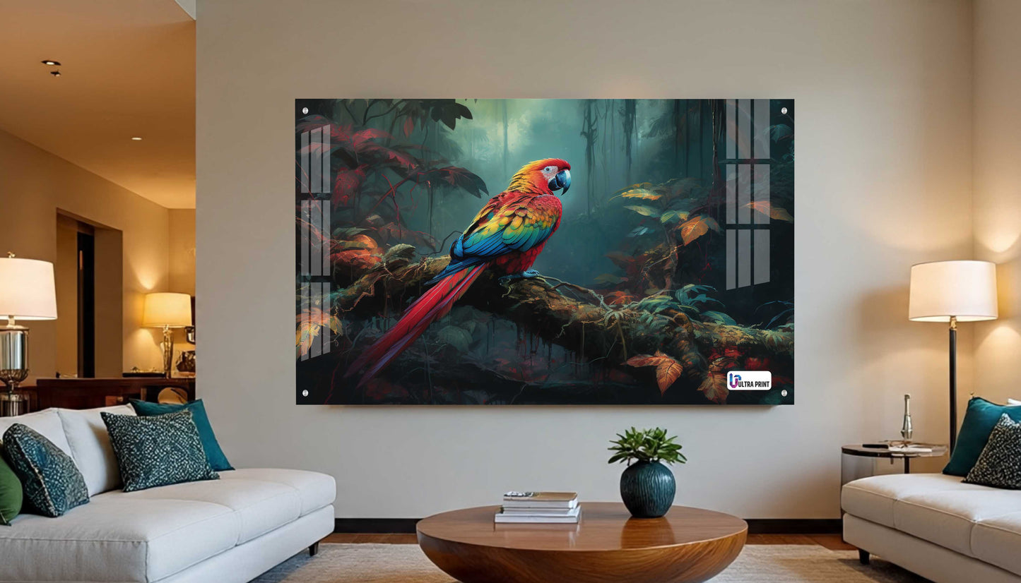 Tropical Macaw Rainforest Acrylic Wall Art