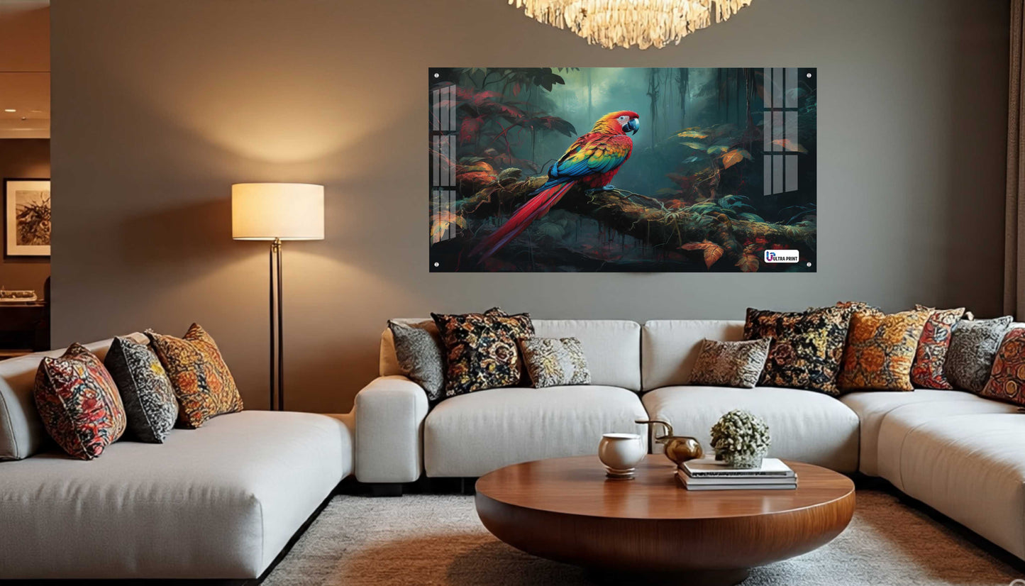 Tropical Macaw Rainforest Acrylic Wall Art