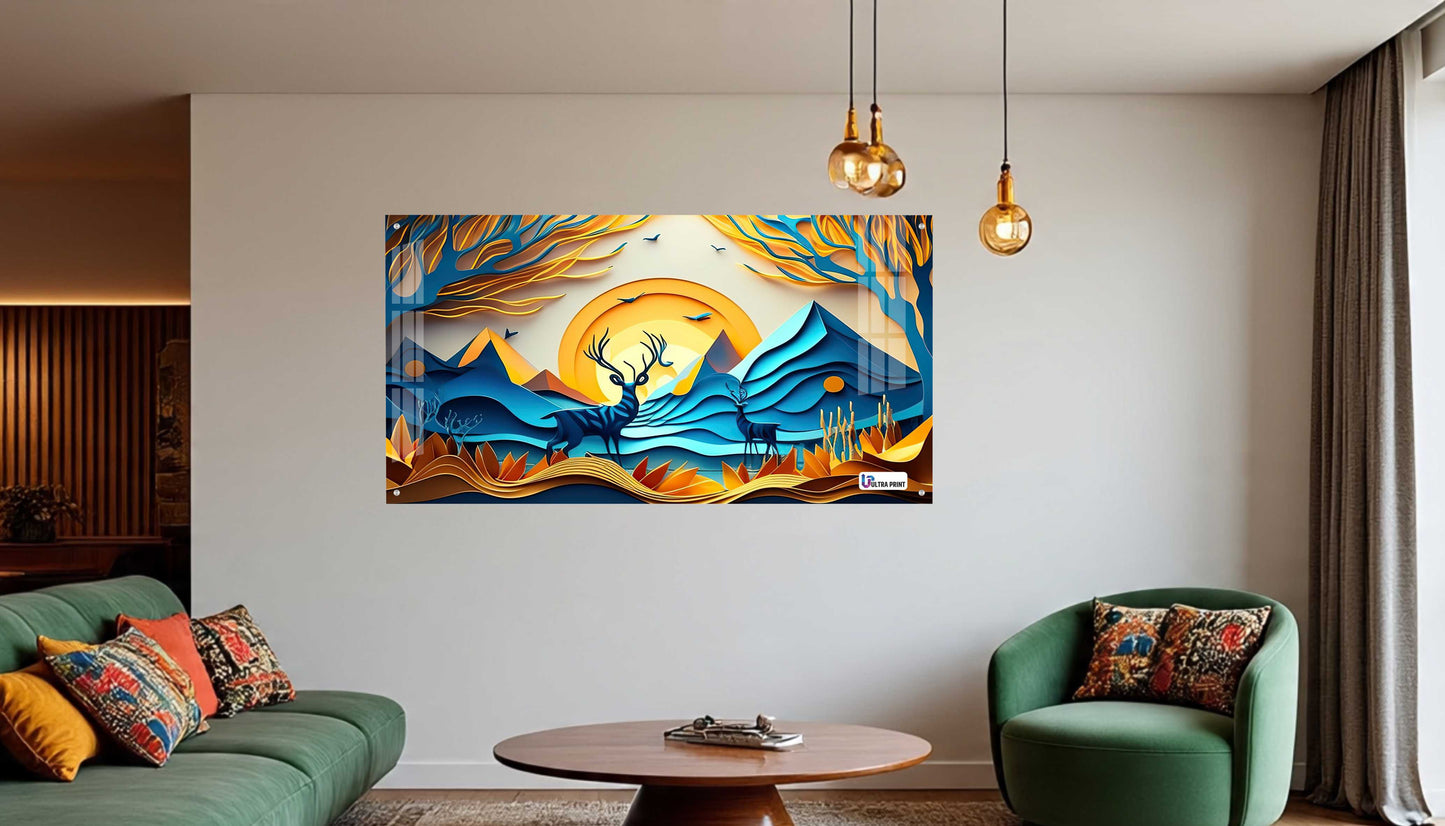 Sunset Valley Deer Acrylic Wall Art