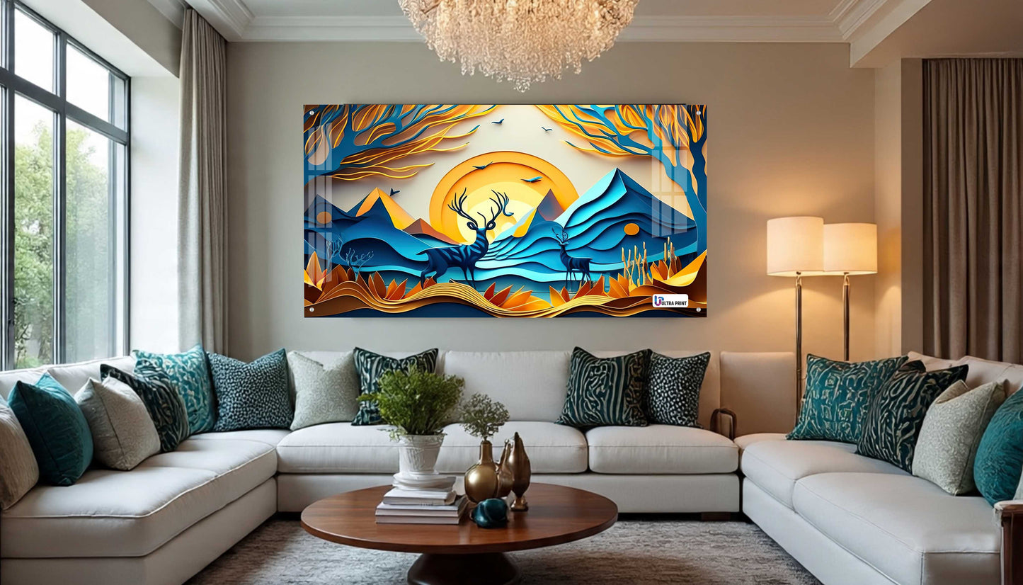 Sunset Valley Deer Acrylic Wall Art