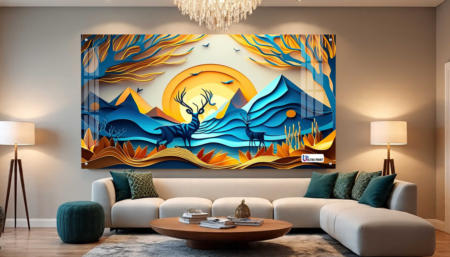 Sunset Valley Deer Acrylic Wall Art