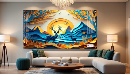 Sunset Valley Deer Acrylic Wall Art