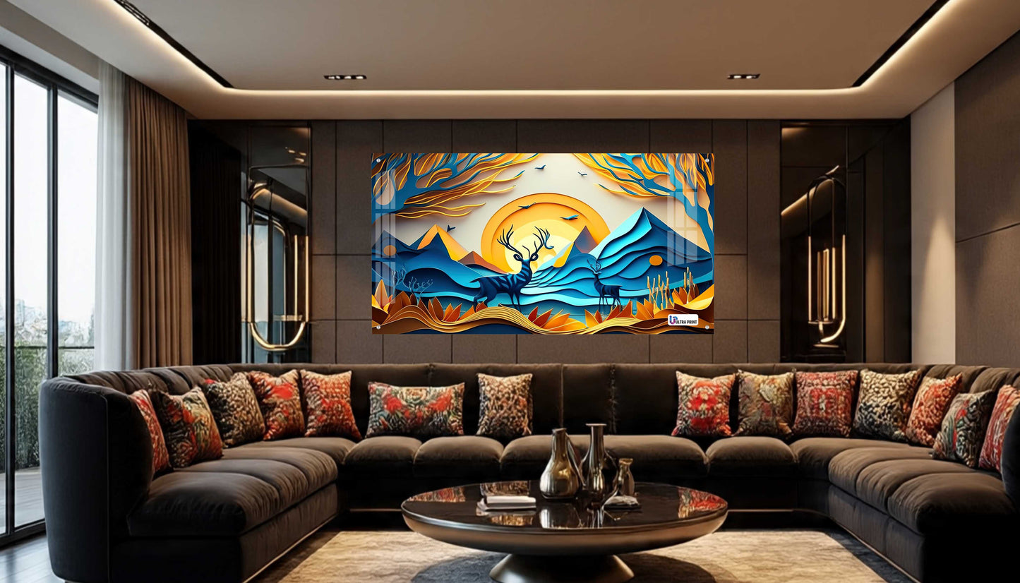 Sunset Valley Deer Acrylic Wall Art