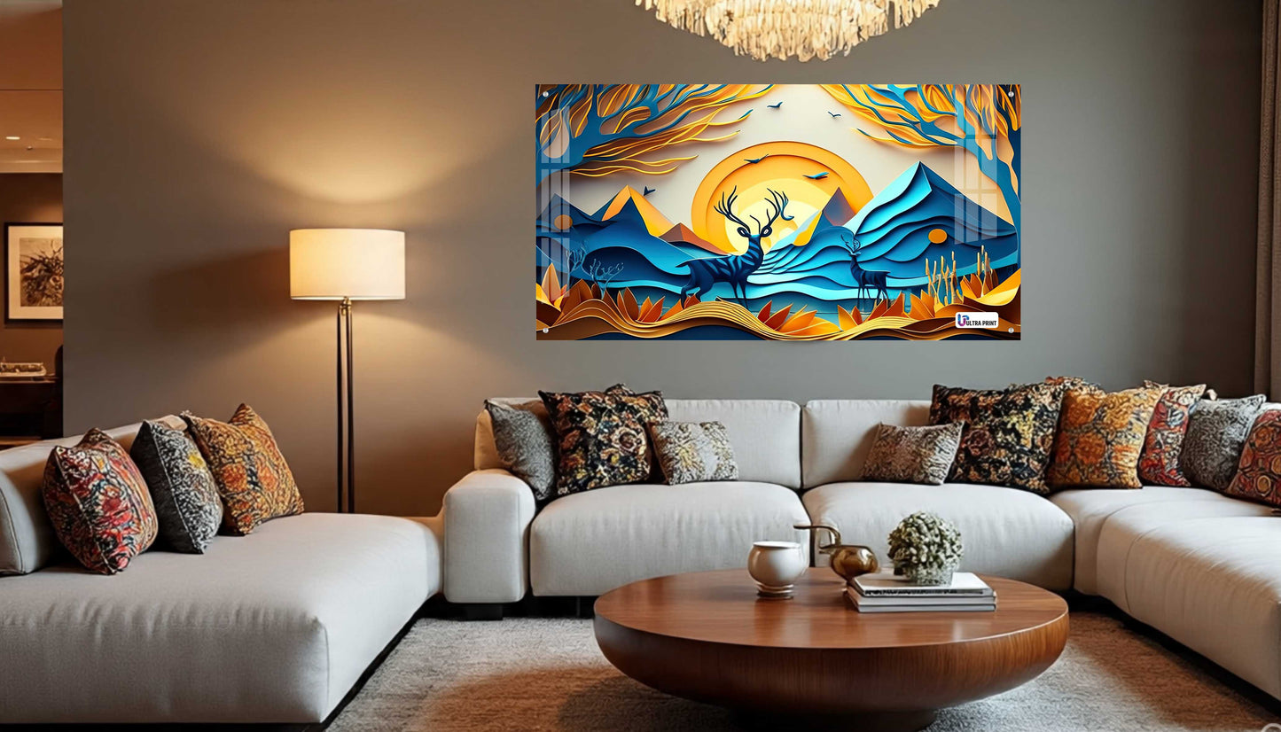 Sunset Valley Deer Acrylic Wall Art