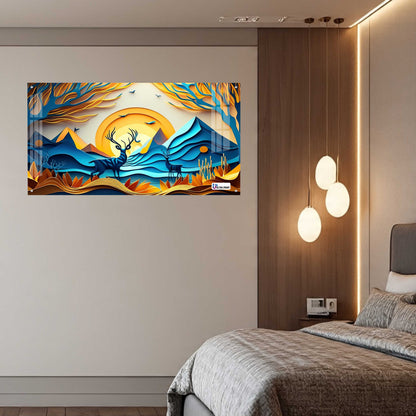 Sunset Valley Deer Acrylic Wall Art