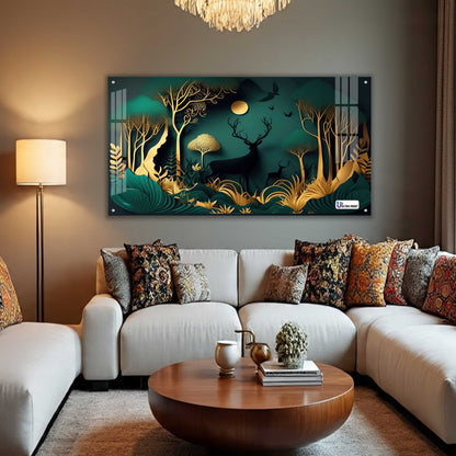 Moonlight Deer Forest Acrylic Wall Art