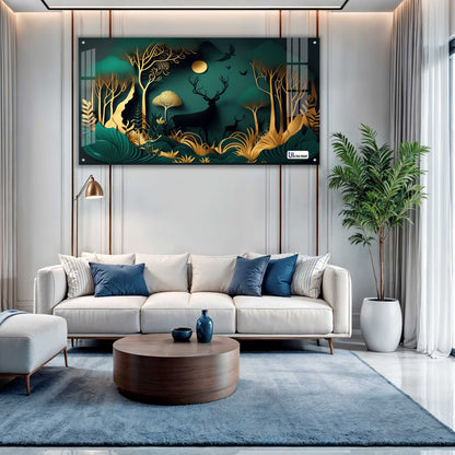 Moonlight Deer Forest Acrylic Wall Art