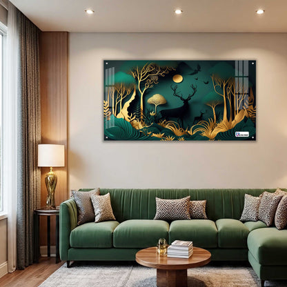 Moonlight Deer Forest Acrylic Wall Art