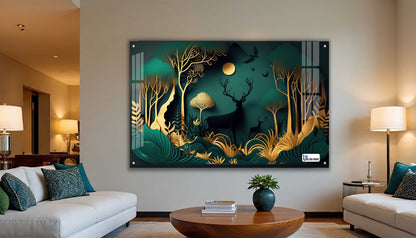Moonlight Deer Forest Acrylic Wall Art