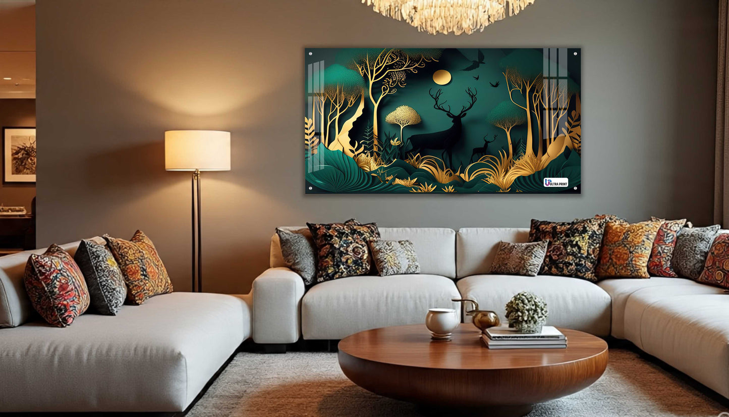Moonlight Deer Forest Acrylic Wall Art