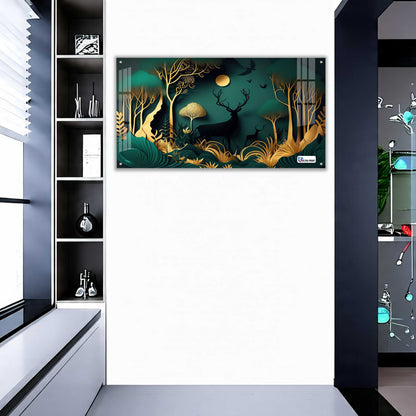 Moonlight Deer Forest Acrylic Wall Art