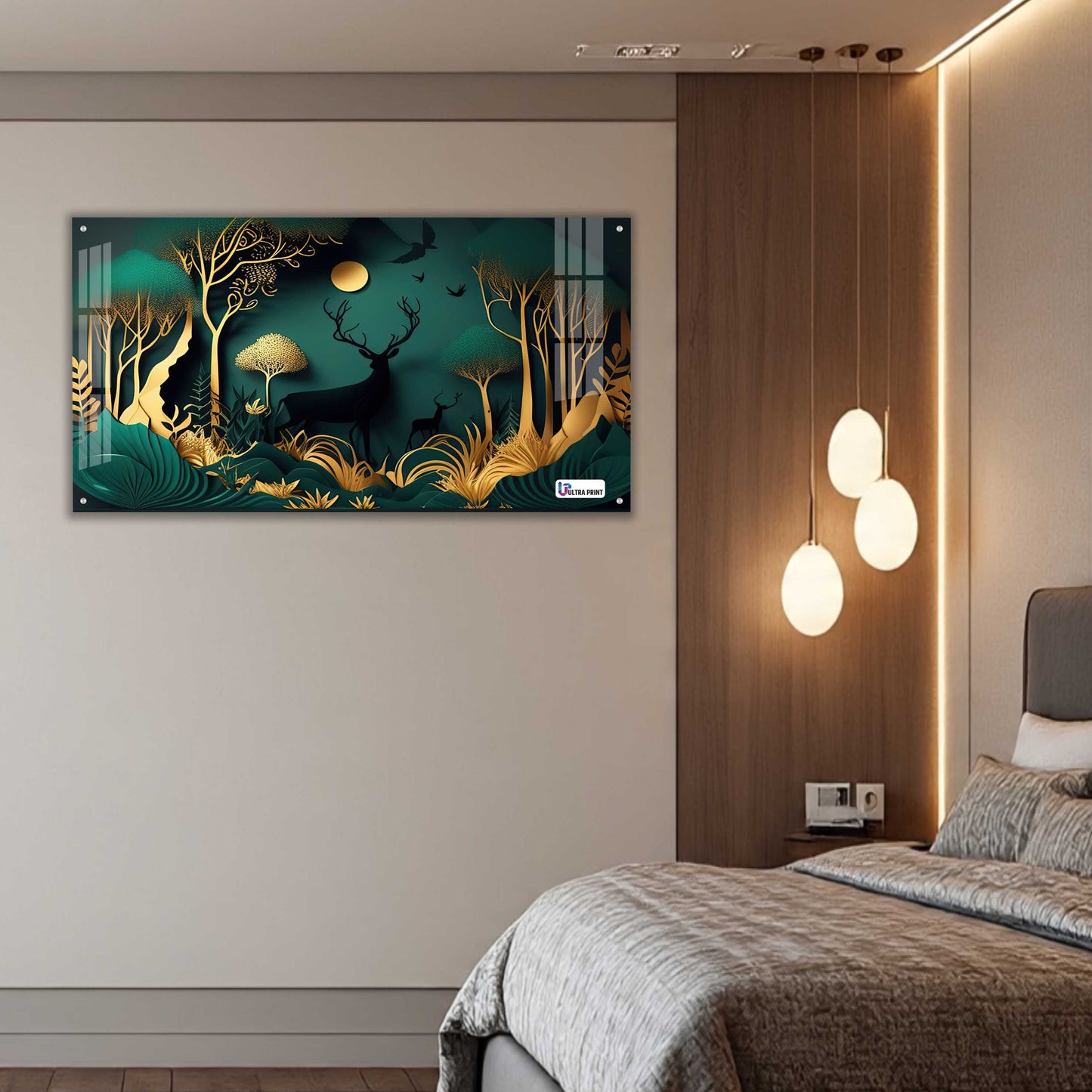 Moonlight Deer Forest Acrylic Wall Art