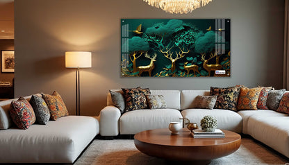 Enchanted Golden Deer Grove Acrylic Wall Art