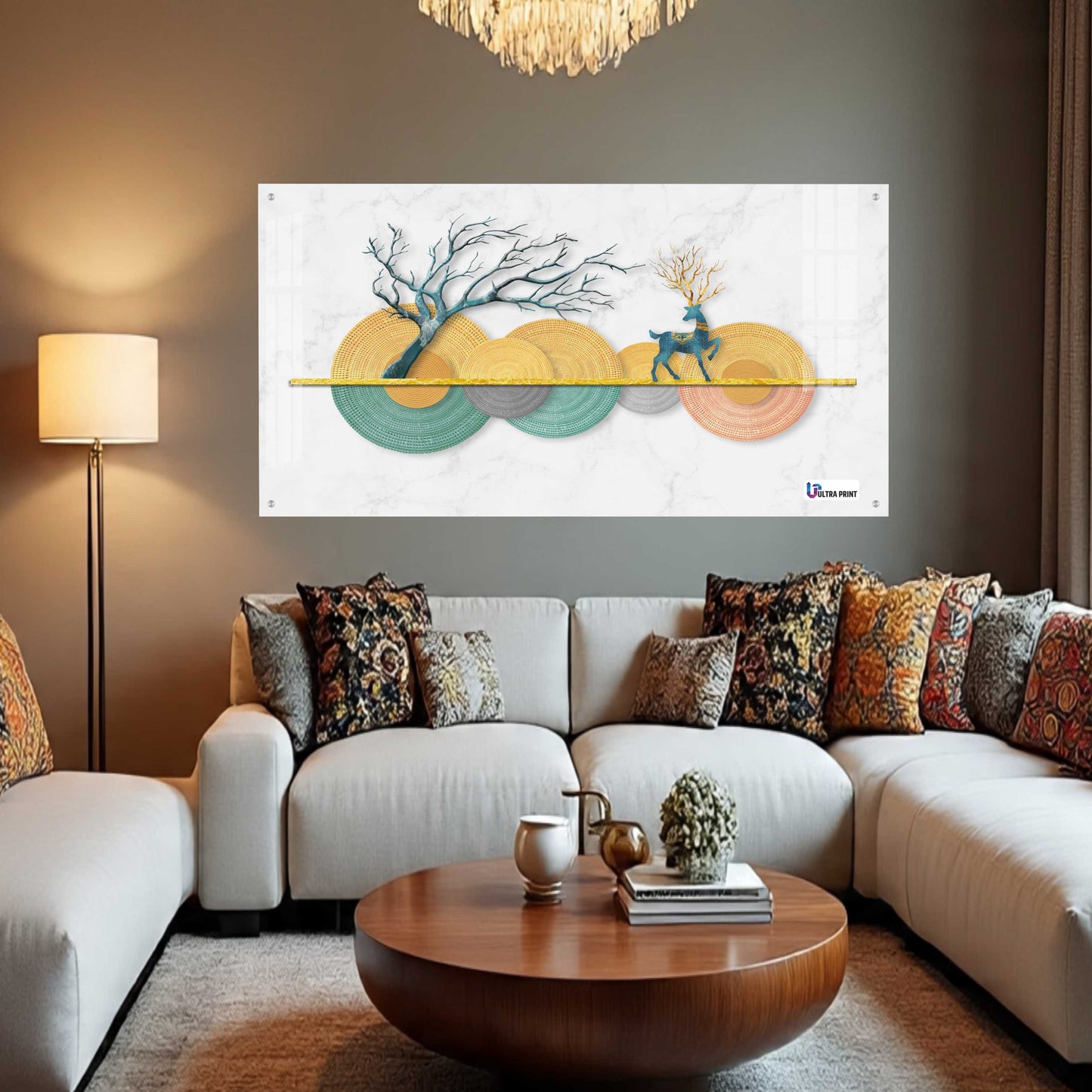 Modern Pastel Deer & Tree Abstract Acrylic Wall Art