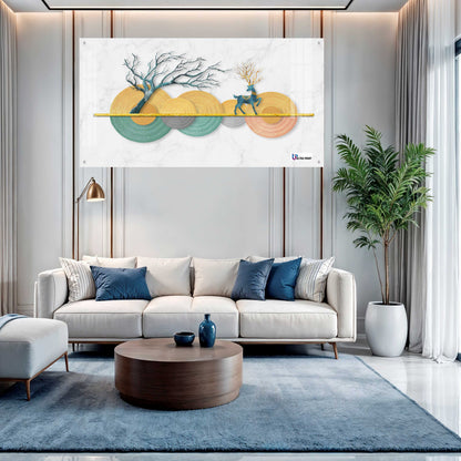 Modern Pastel Deer & Tree Abstract Acrylic Wall Art