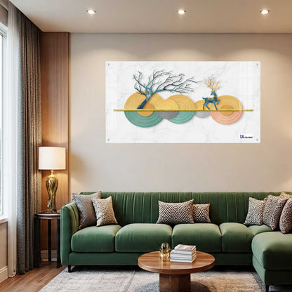 Modern Pastel Deer & Tree Abstract Acrylic Wall Art