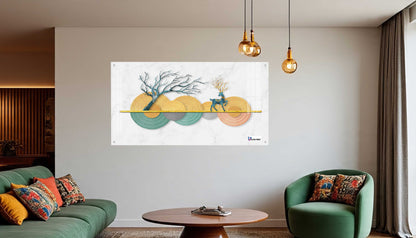 Modern Pastel Deer & Tree Abstract Acrylic Wall Art