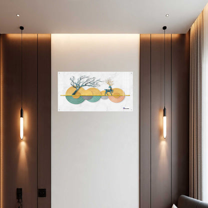 Modern Pastel Deer & Tree Abstract Acrylic Wall Art