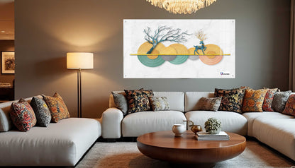 Modern Pastel Deer & Tree Abstract Acrylic Wall Art