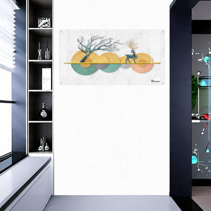 Modern Pastel Deer & Tree Abstract Acrylic Wall Art