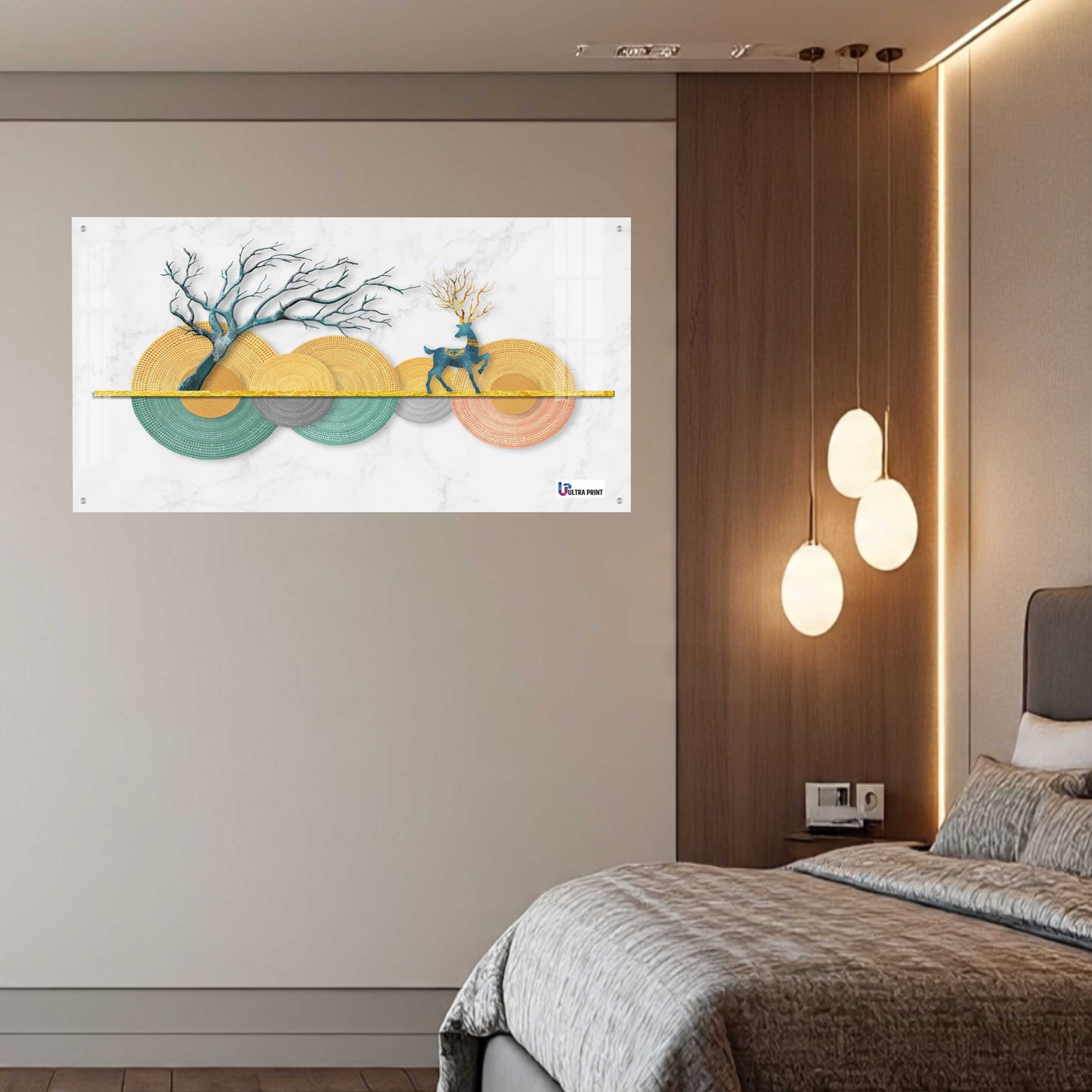 Modern Pastel Deer & Tree Abstract Acrylic Wall Art