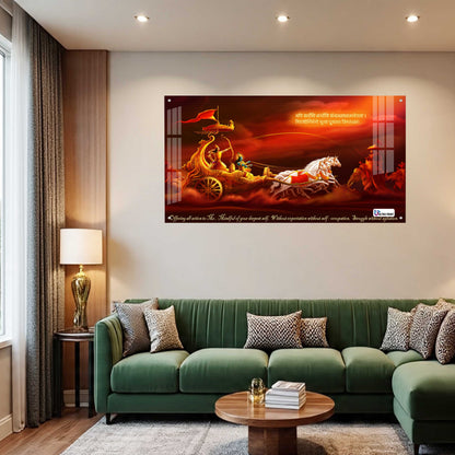 Bhagavad Gita Krishna Arjuna Kurukshetra Chariot Wall Art