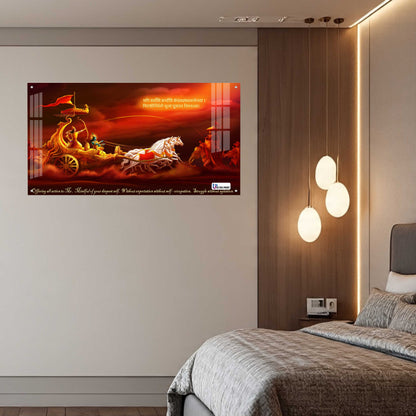 Bhagavad Gita Krishna Arjuna Kurukshetra Chariot Wall Art