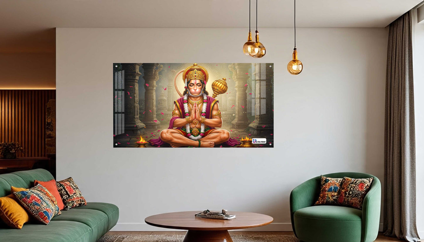 Meditating Hanuman Divine Strength Acrylic Wall Art