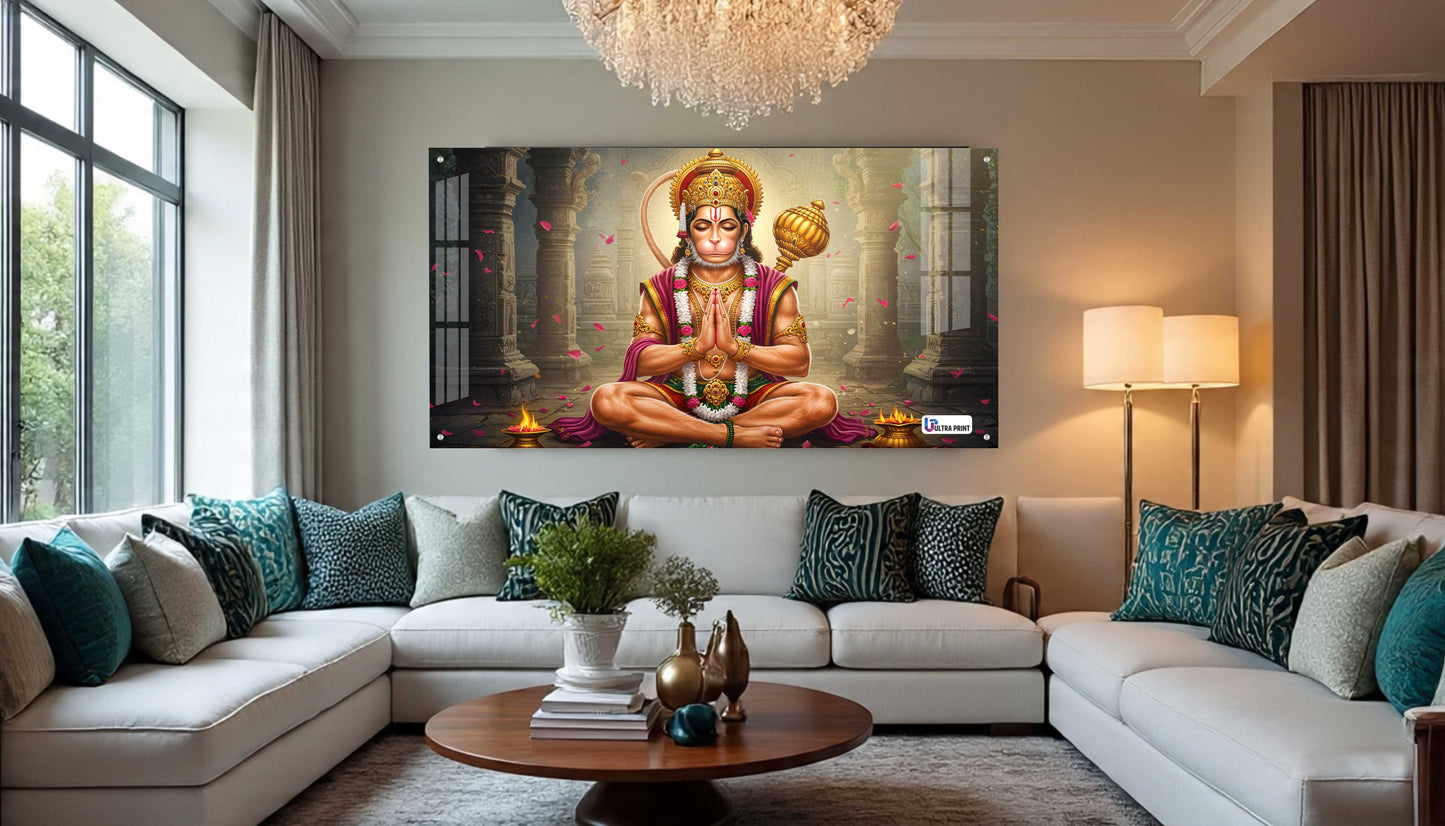 Meditating Hanuman Divine Strength Acrylic Wall Art