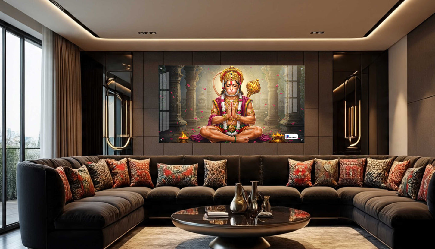 Meditating Hanuman Divine Strength Acrylic Wall Art