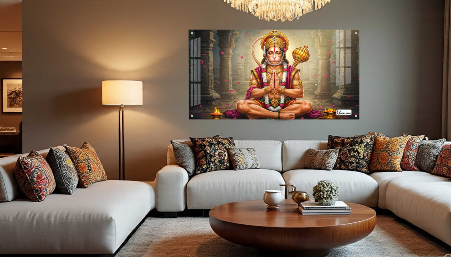 Meditating Hanuman Divine Strength Acrylic Wall Art
