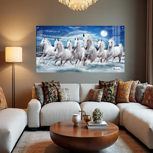 Majestic White Horses Running in Ocean Acrylic Wall Art
