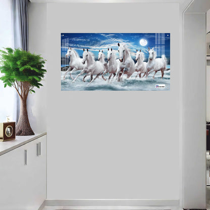 Majestic White Horses Running in Ocean Acrylic Wall Art