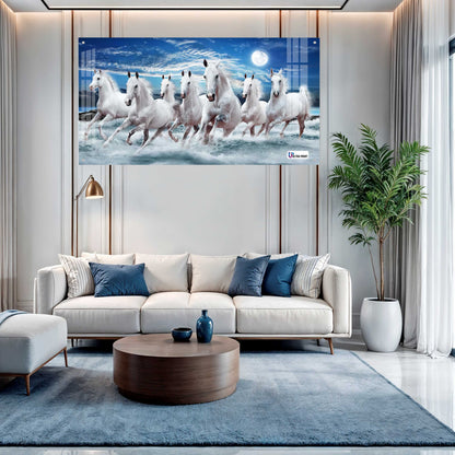Majestic White Horses Running in Ocean Acrylic Wall Art