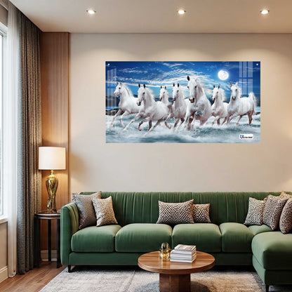 Majestic White Horses Running in Ocean Acrylic Wall Art