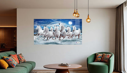 Majestic White Horses Running in Ocean Acrylic Wall Art