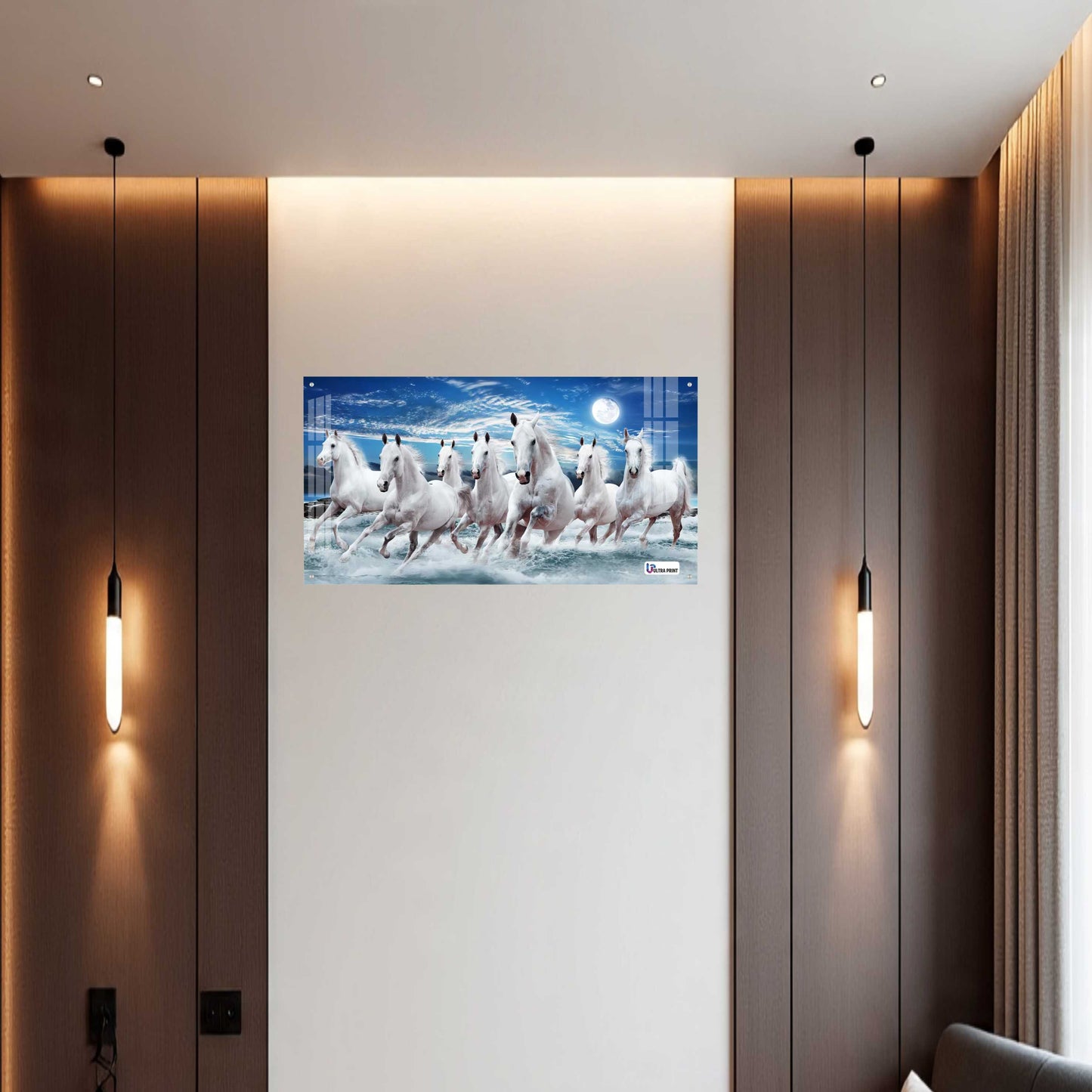 Majestic White Horses Running in Ocean Acrylic Wall Art