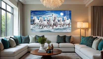 Majestic White Horses Running in Ocean Acrylic Wall Art